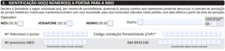 Formulario Portabilidade Moche