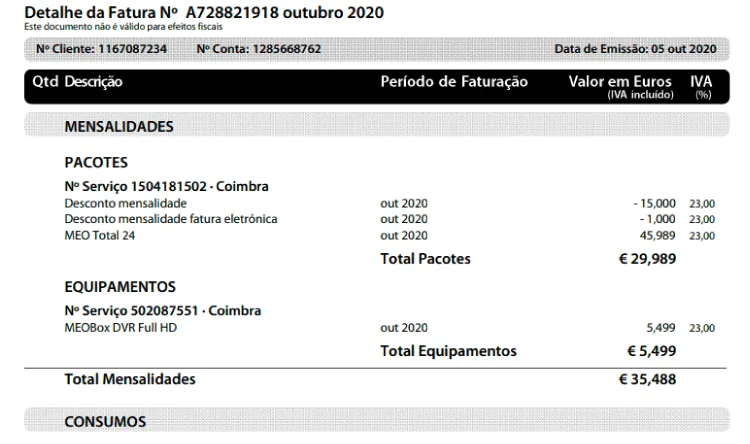Fatura MEO