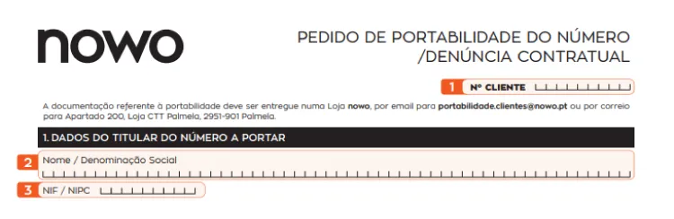 como preencher pedido de portabilidade nowo