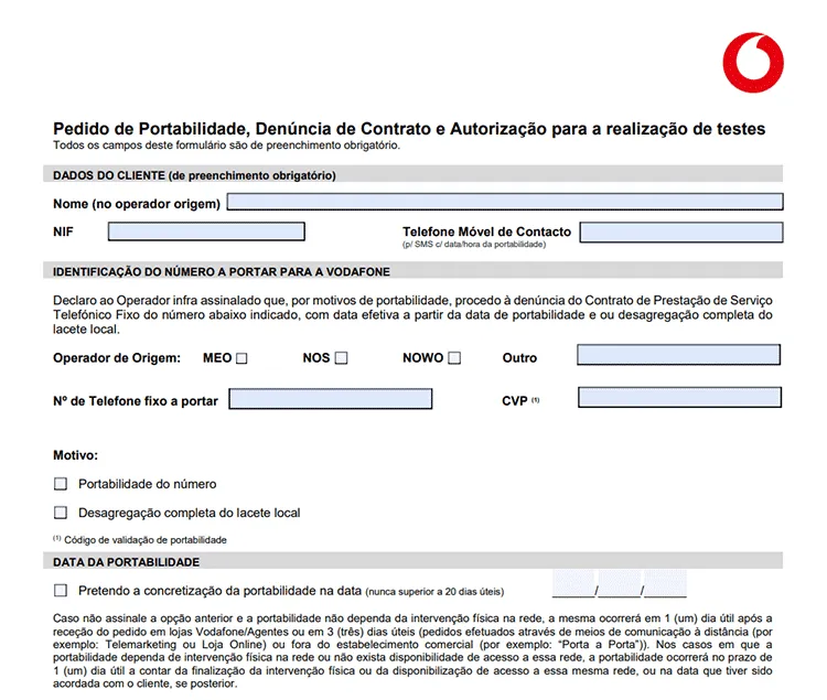 formulario portabilidade fixa vodafone