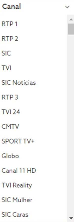 guia tv nos canais
