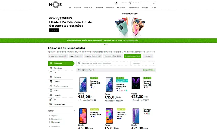nos telemoveis a prestacoes