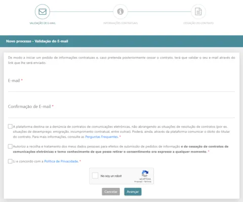 Plataforma Única de Cessação de Contratos de Telecomunicações