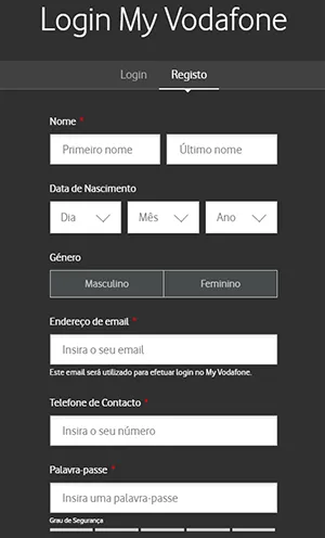 Registo My Vodafone