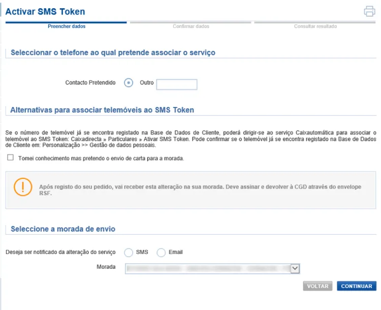 finalizar ativacao sms token